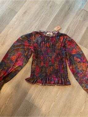 Natural Life Smocked Floral Long-Sleeve Blouse - Multicolor